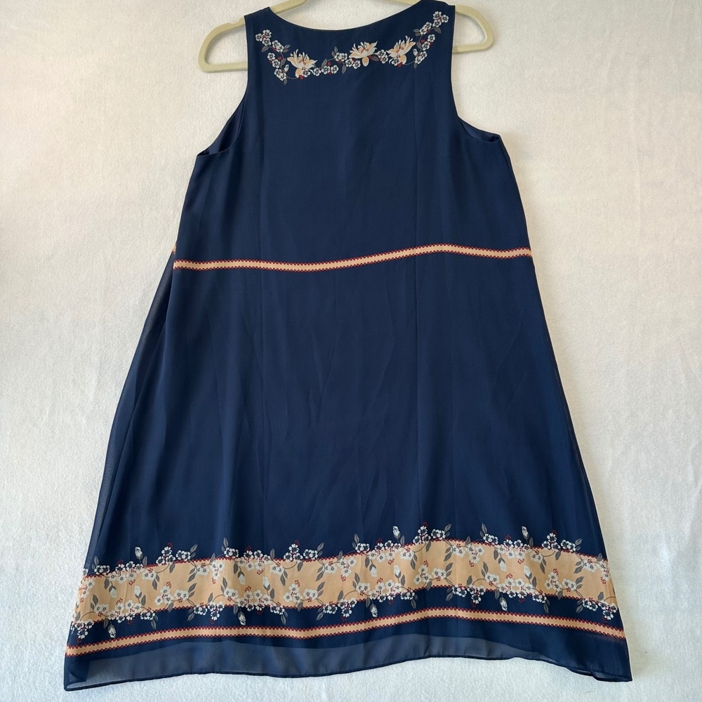 Max Studio Navy Floral Chiffon Sleeveless Shift Dress 4912Y66D NWT Small - Picture 6 of 8